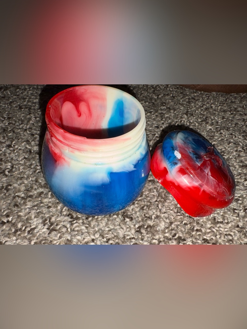 Patriotic Swirl Glass Jar with Lid - Red, White & Blue